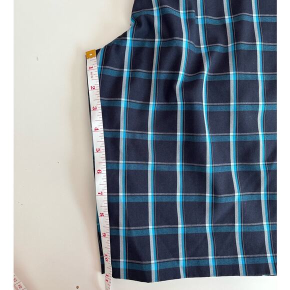 Adidas Climate Men´s Golf Shorts Performance Flat Front Blue Plaid Logo Size 34 - Picture 7 of 7